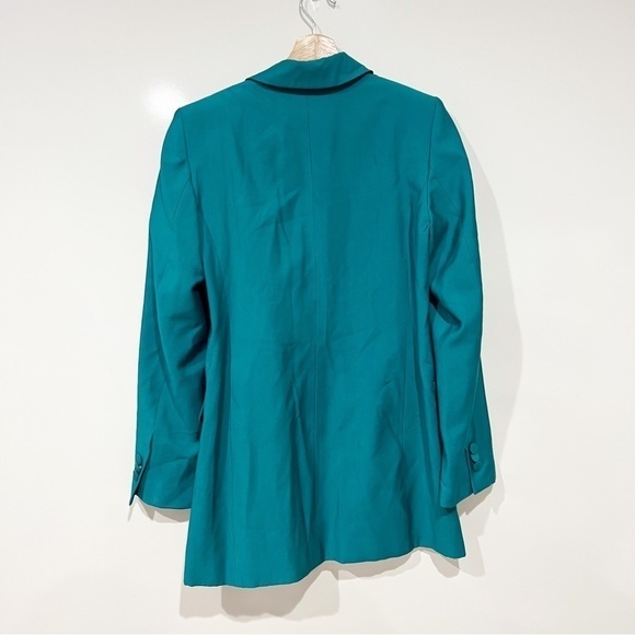 Zara Long Buttoned Blazer in Green Blue - Picture 7 of 16